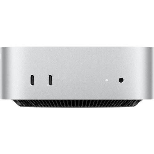 Front view of Apple Mac mini M5 Pro desktop with USB-C ports